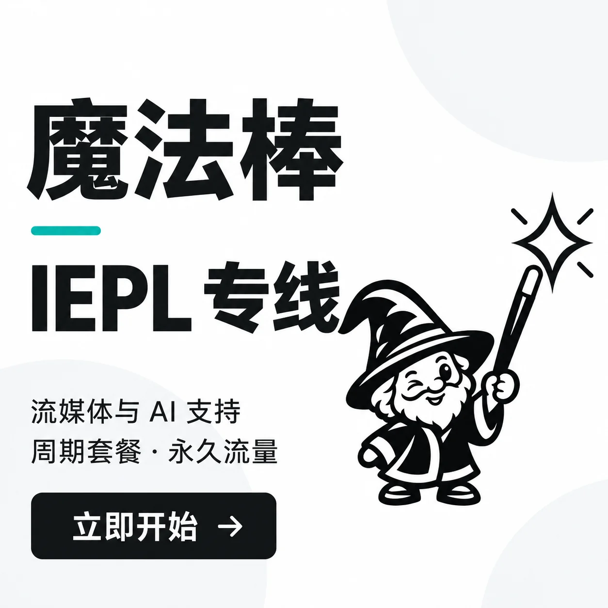 魔法棒 IEPL 专线，流媒体与 AI 支持，周期套餐与永久流量