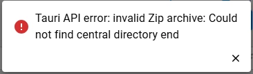 软件更新时报错 invalid Zip archive，无法读取压缩包目录